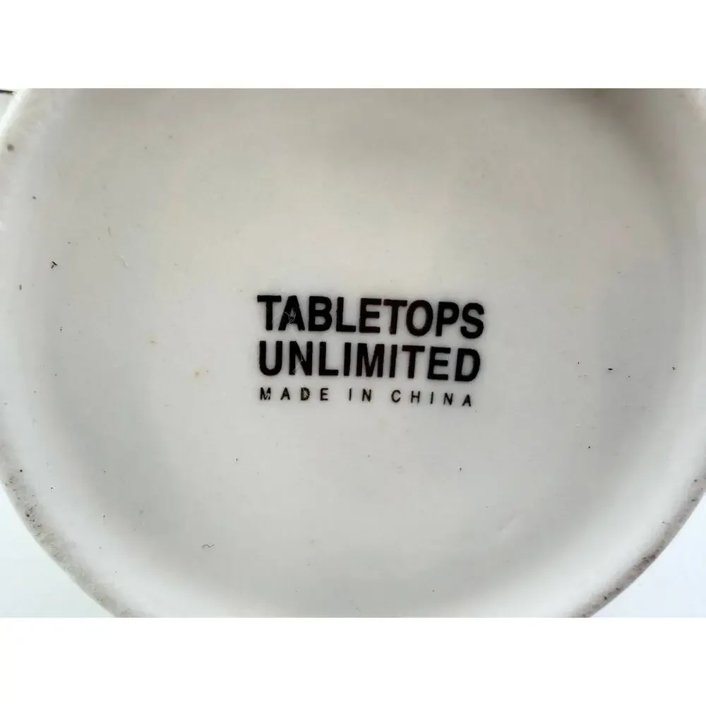 Tabletops Unlimited Floral Rose Coffee Tea Cups Gold Trim Set of 8 Made in China